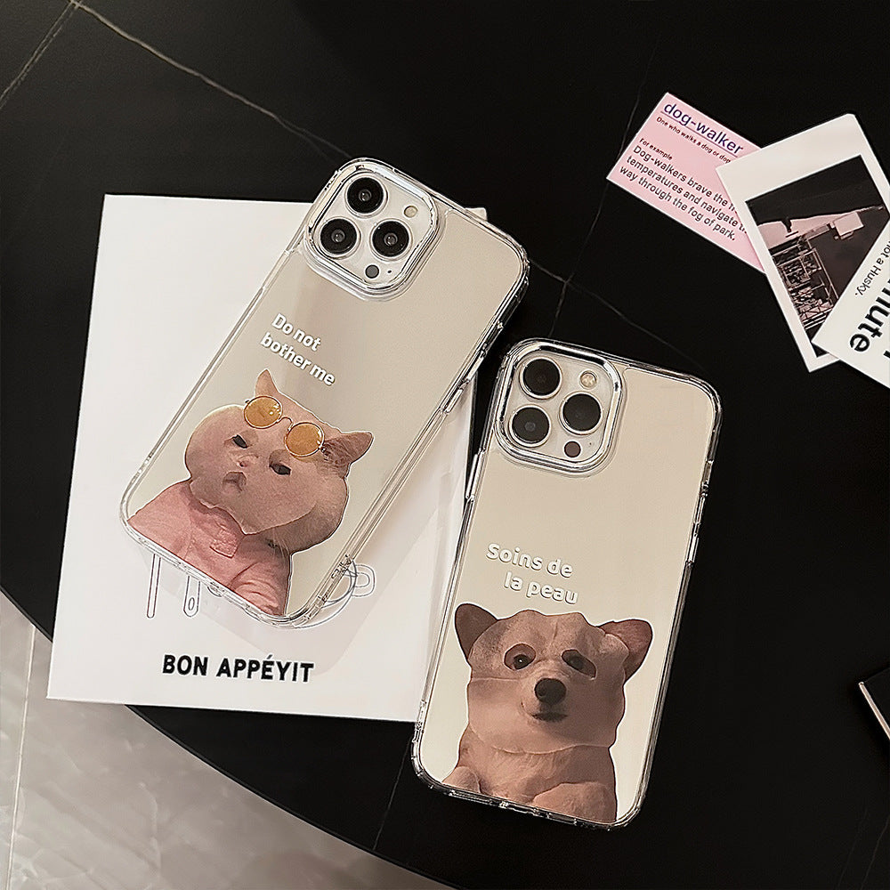 Niche cute mask cat and dog 16 for iPhone17promax Apple 11 couple 15 mirror phone case 12