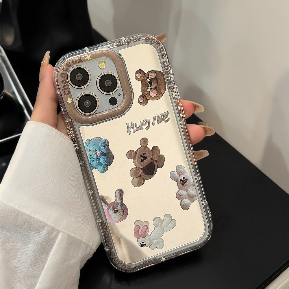 Cookie bear holder for 16ProMax Apple 15 mobile phone case iPhone17 mirror 12 hand strap 11
