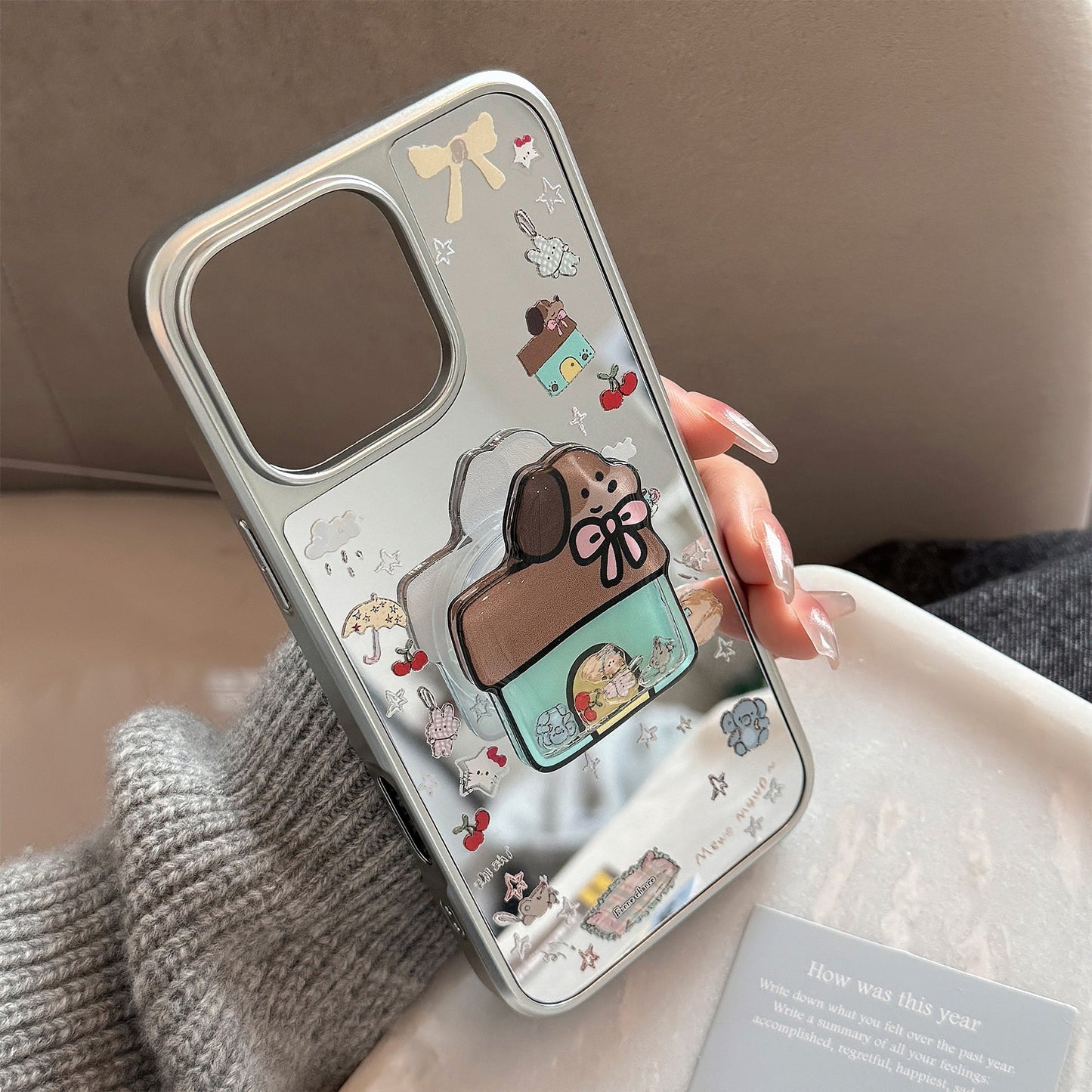 Korean ins electroplated mirror surface is suitable for 16 Apple 15Pro Max mobile phone case iphone17 Puppy Shake Music 13