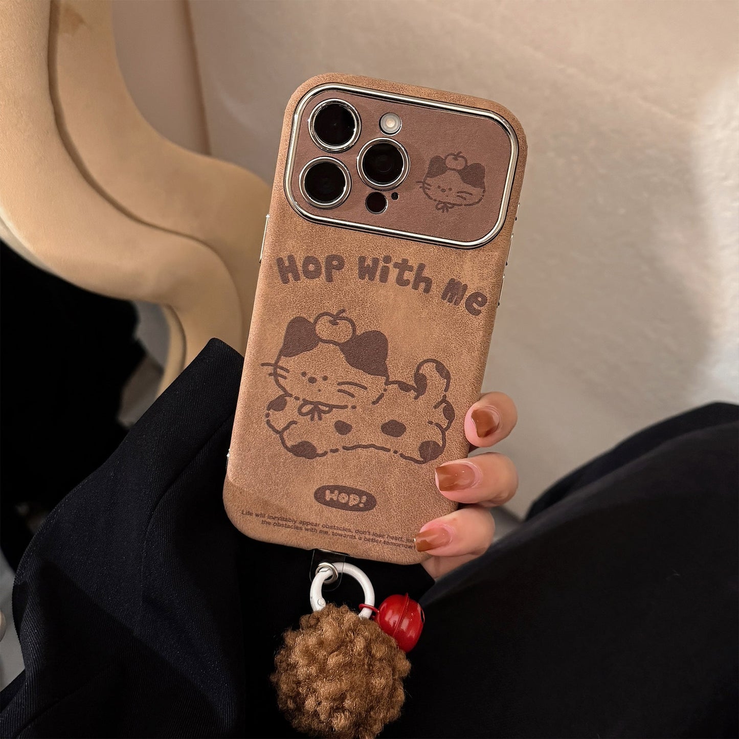 Brown cartoon for iphone16 iPhone case 15promax suede 14 hairball rope 17 autumn and winter couple