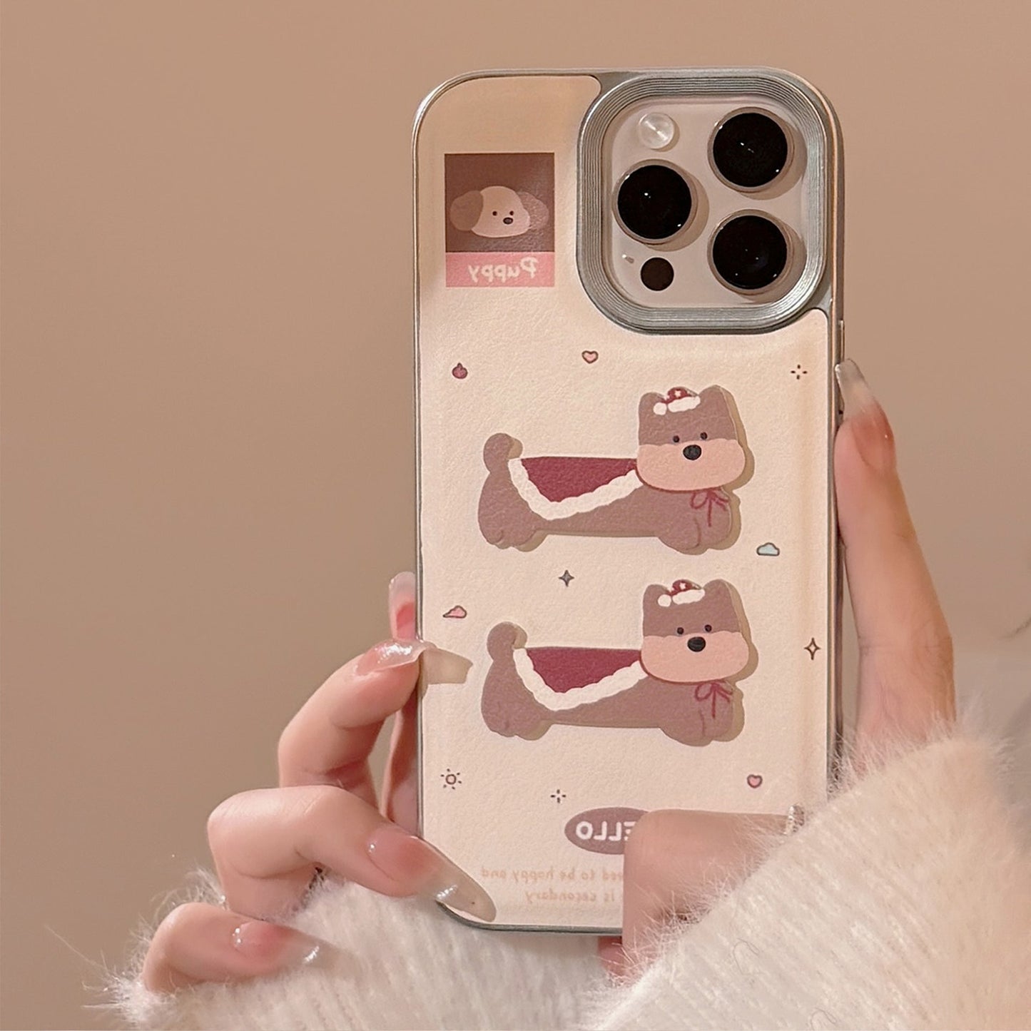 Cortical three-dimensional cartoon puppy Apple 16 mobile phone case 17promax New Year's 15 for iPhone13 lanyard 11