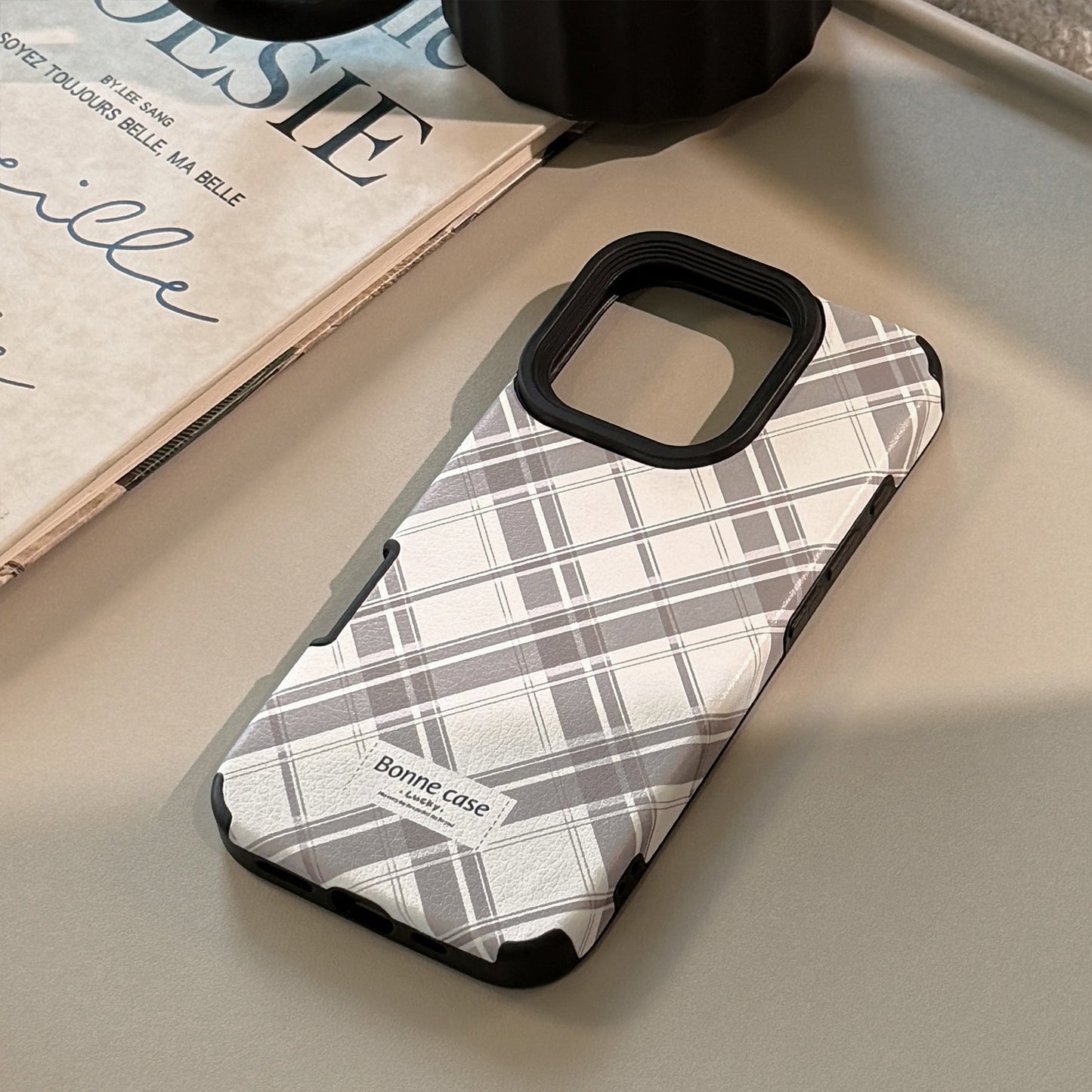 Korean ins leather pattern rhombus for iphone16 apple 17pro max mobile phone case british style 14 advanced 13