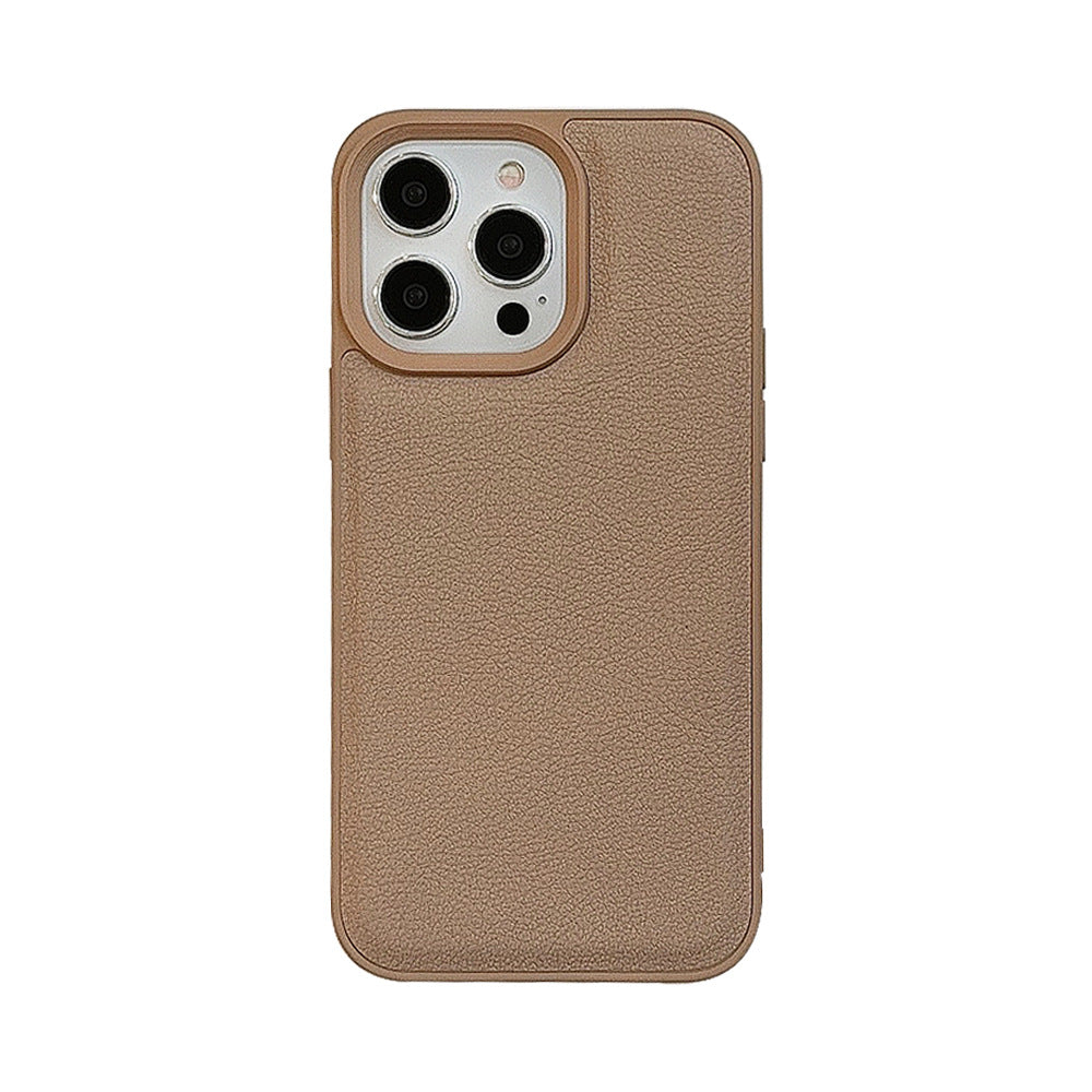 Premium khaki for Apple 17 mobile phone case iPhone16promax autumn and winter leather 11 solid color 13 hard 14