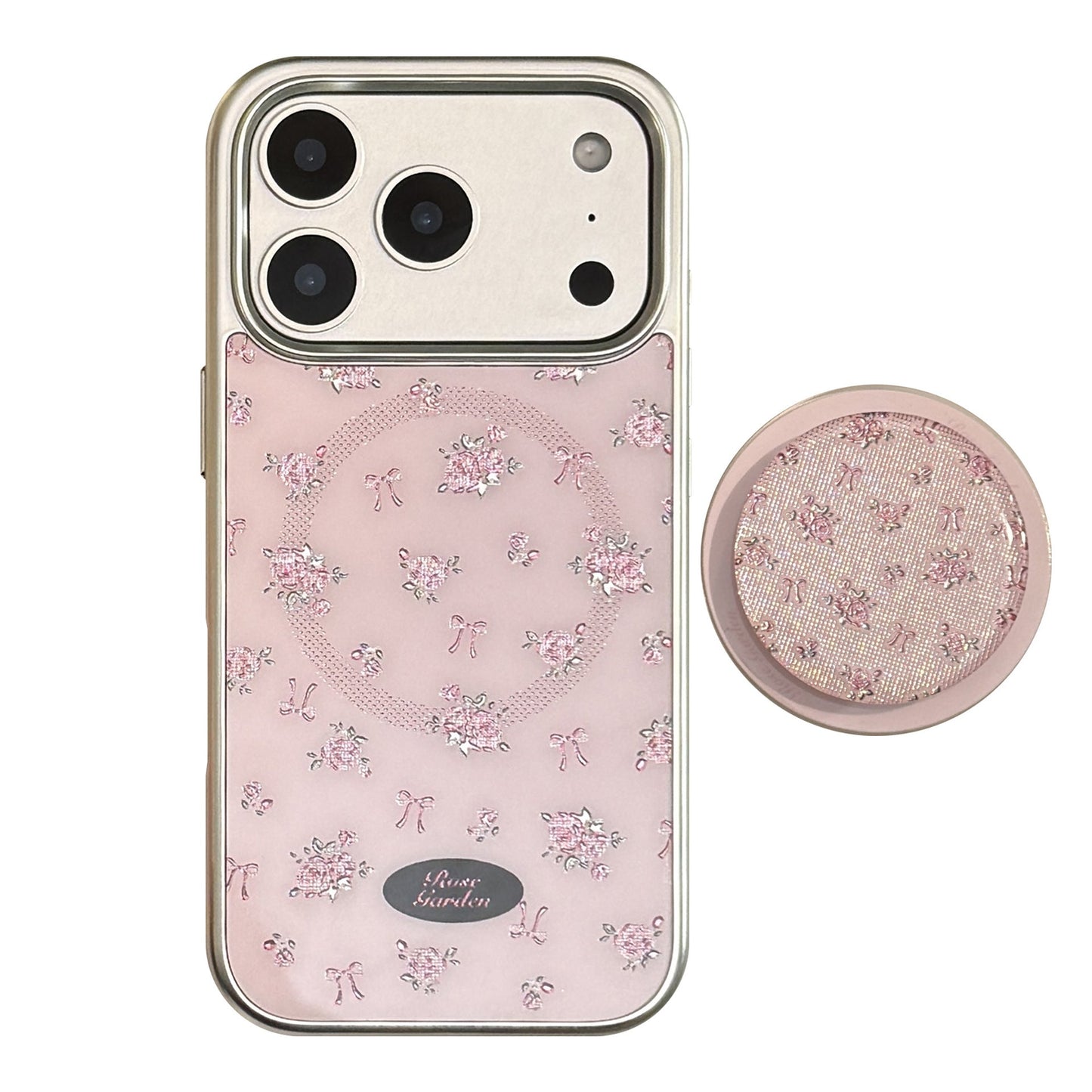 Gilt crushed flower applies to Apple 17promax mobile phone case 15 magnetic suction bracket iphone16 electroplating 14 Huawei