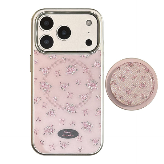 Gilt crushed flower applies to Apple 17promax mobile phone case 15 magnetic suction bracket iphone16 electroplating 14 Huawei