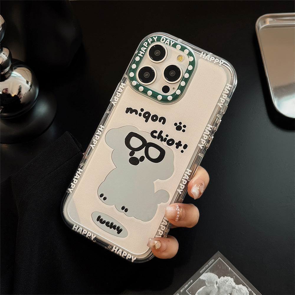 Couple tide Kugou dog mirror for iPhone16 Apple 15 mobile phone case 17ProMax hair 11 hand strap 12