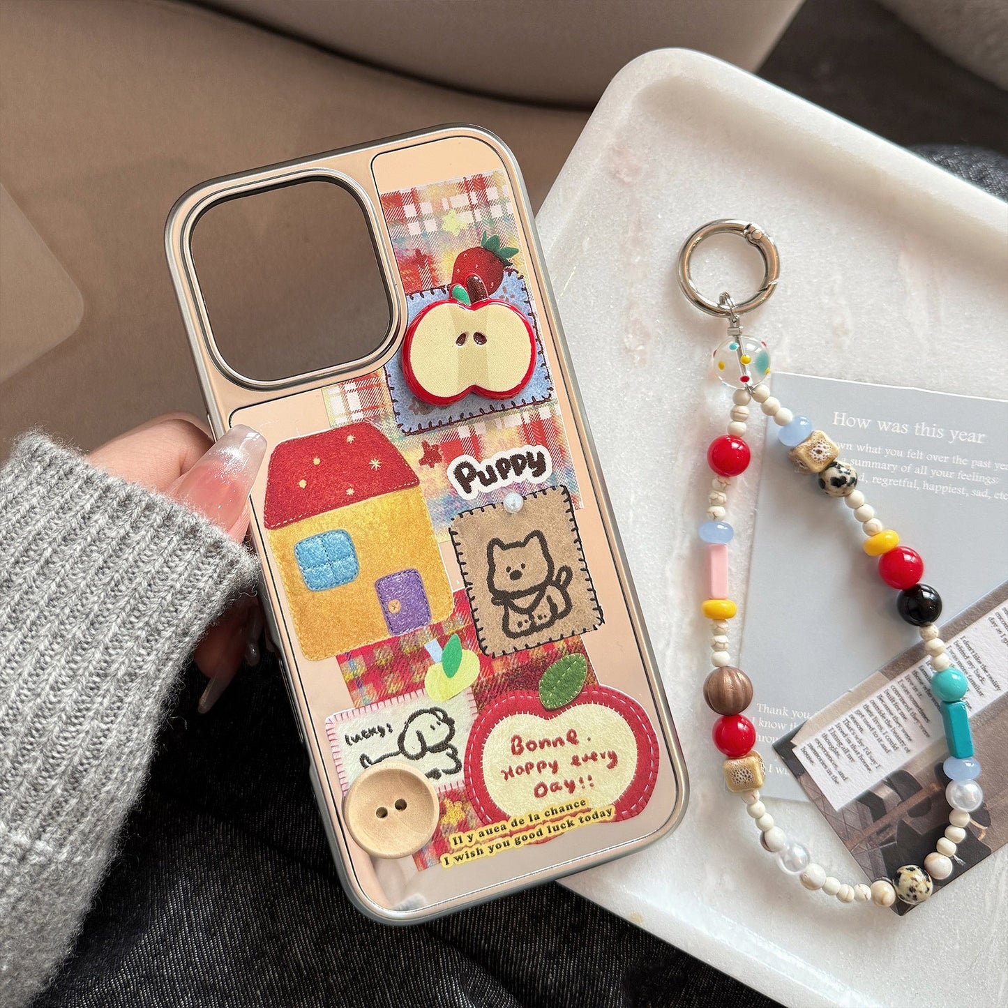 ins three-dimensional red apple cartoon is suitable for iphone16 mobile phone case 17pro max mirror 13 lanyard 14 generation