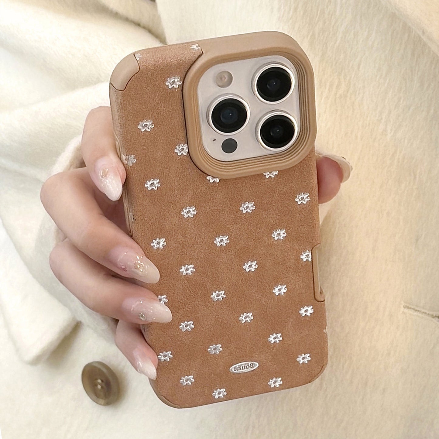 Gilt suitable for iphone17 Apple 16promax mobile phone case 15 autumn and winter brown fluff 14 suede 13 anti-drop