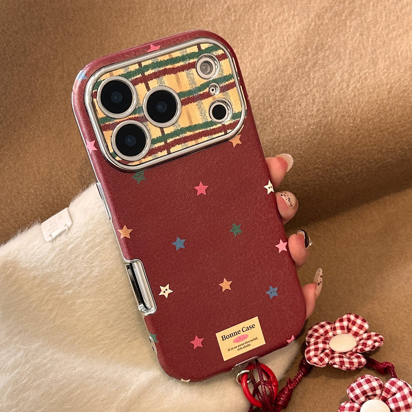 Color star contrast creative application iphone17promax mobile phone case Apple 16 anti-drop 13 all-inclusive 15 hand rope