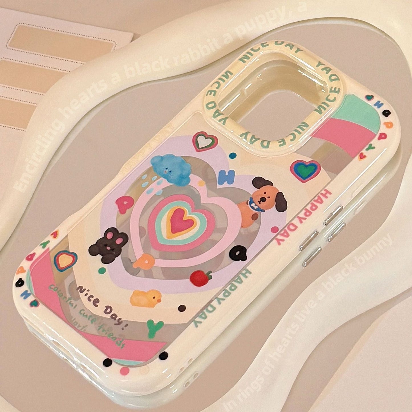 Dopamine love puppy is suitable for Apple 16 mobile phone case iphone17 mirror bracket 15promax delivery 14.