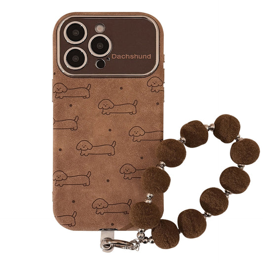 Fun lines puppy flannel for apple 15 mobile phone case iphone16promax lanyard 14 all-inclusive 17 soft
