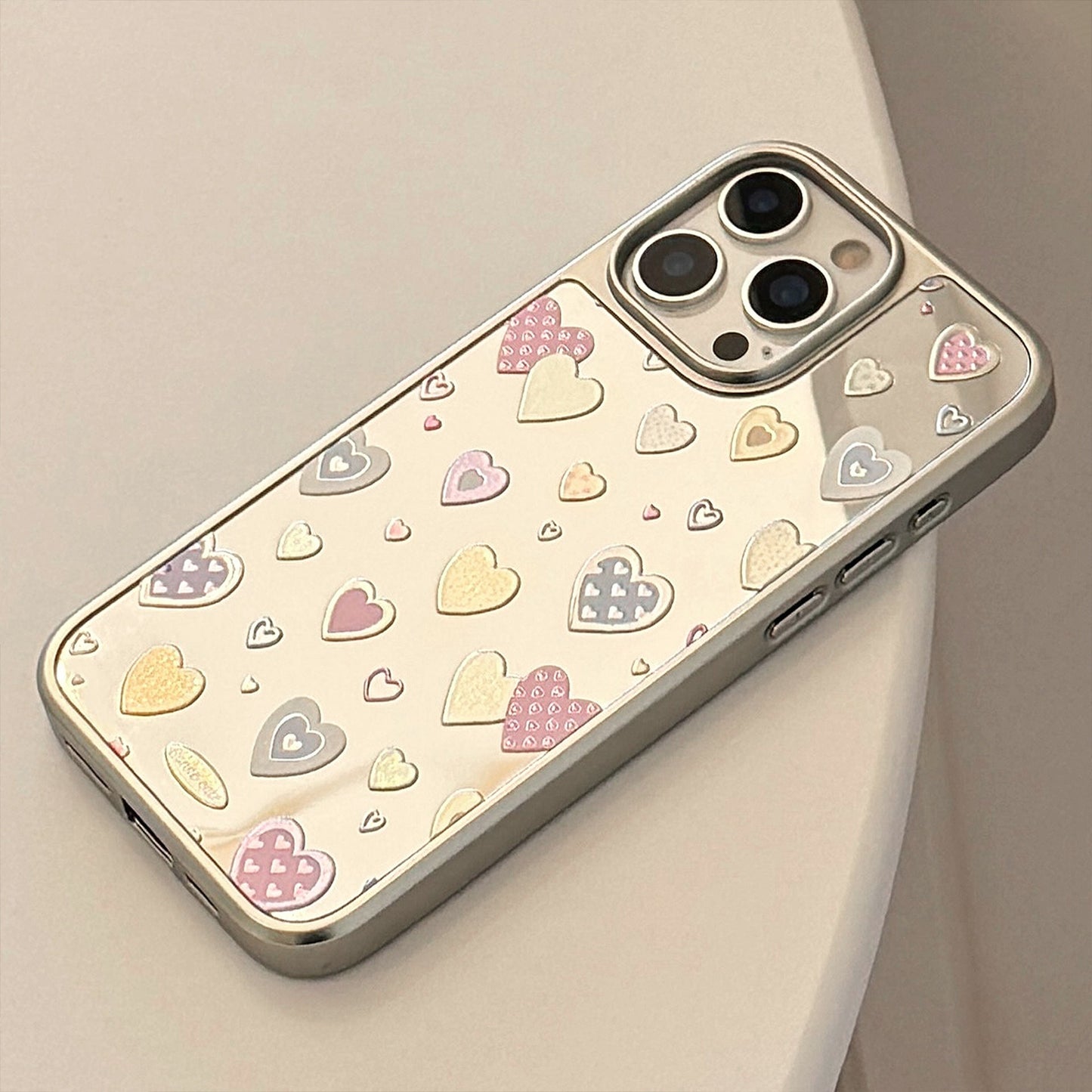 Gilt mirror is suitable for 16 Apple 17promax mobile phone case iphone14 color love 13 electroplating 11 Huawei