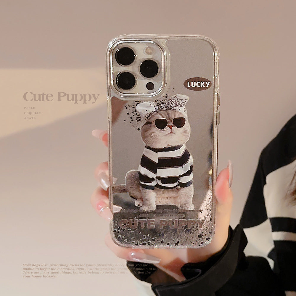 Simple ins apple phone case 17pro max mirror iphone16 men and women 13 advanced sense 11 makeup mirror 12