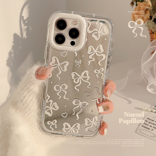 Mirror bow for 17ProMax Apple 16 mobile phone case iPhone15 temperament princess style 11 transparent 12