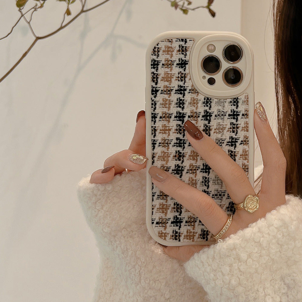 Xiaoxiangfeng iphone16 Apple 17 mobile phone case 11 retro 15pro max knitted 12 thousand bird grid Xs applicable