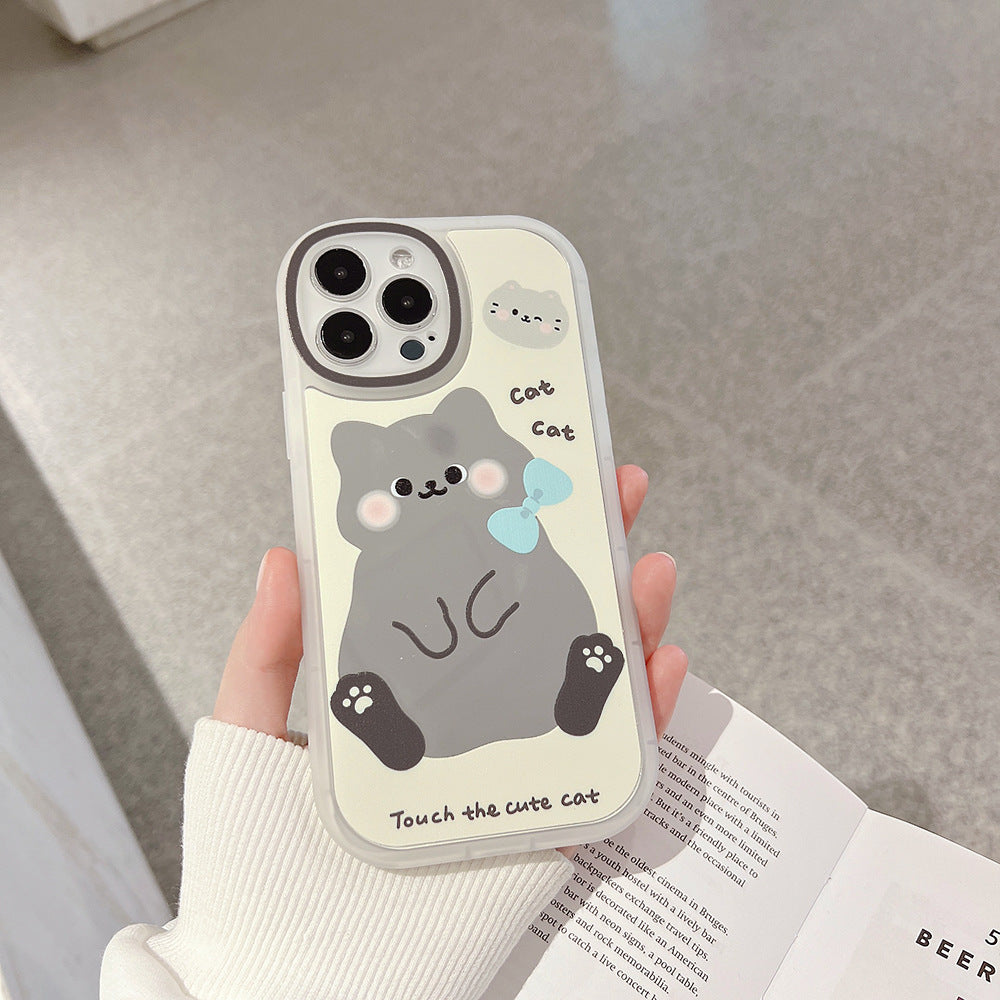 ins cartoon cat suitable for iphone16 mobile phone case 11 apple 15pro max makeup mirror Xs protective case 14