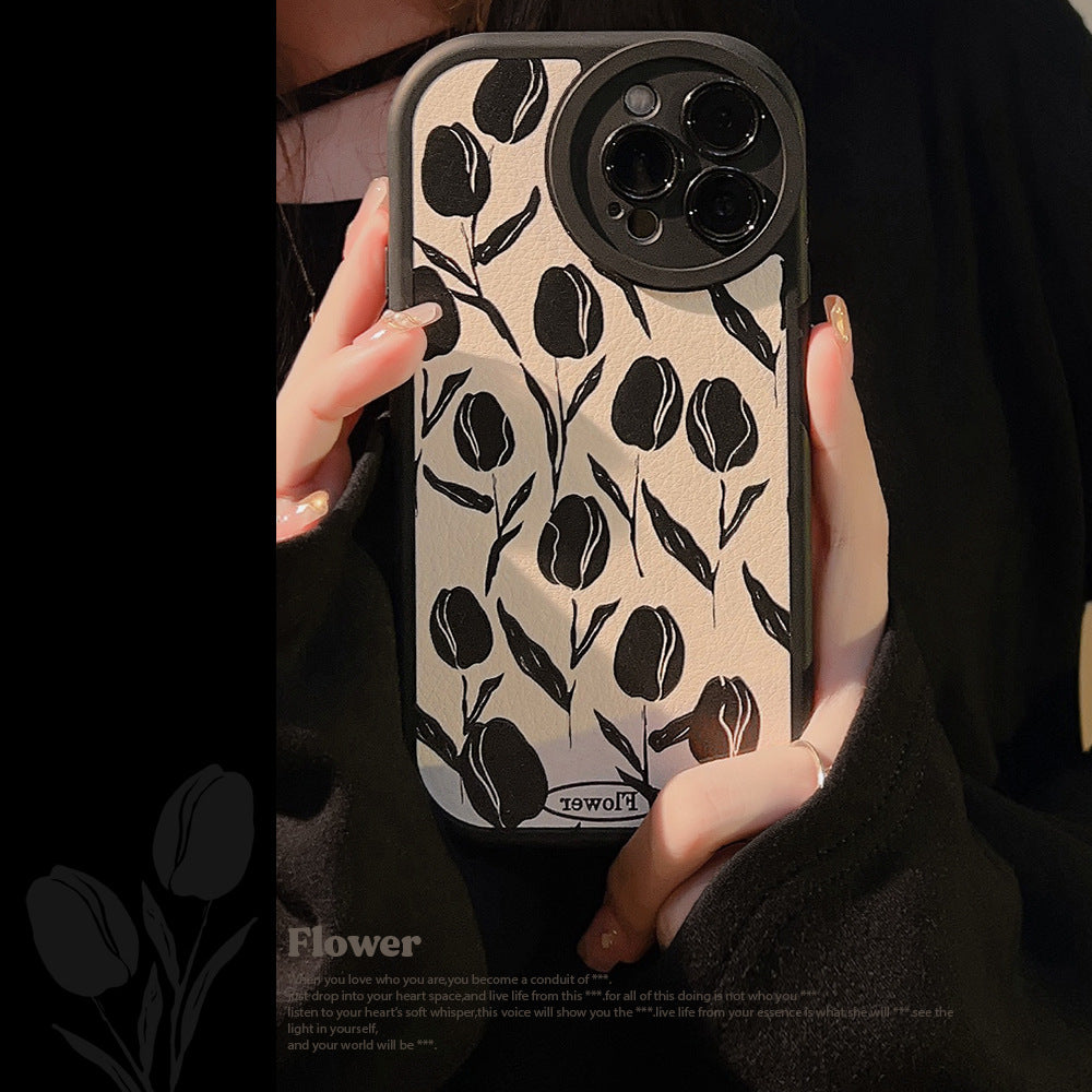 Cold wind tulip iPhone14Pro max for 13 iPhone case 15 Simple 11 Gen hair X Premium