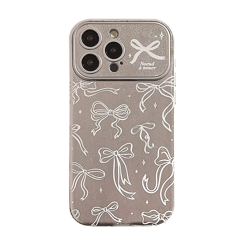 Japanese and Korean style is suitable for iphone16 Apple 15 mobile phone case 14promax full screen bow 17 leather 12 electroplating