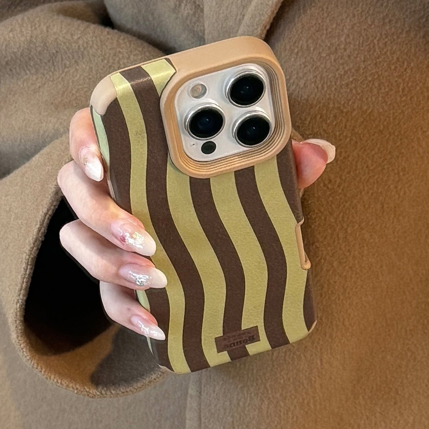 Leather personalized stripes for iphone17 Apple 15promax mobile phone case 14 premium retro 13 generation 16