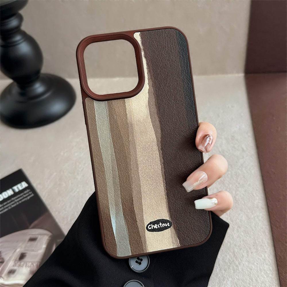 Medieval ins plaid Apple 16 mobile phone case 17pro max leather 15 for iPhone13 Maillard 11