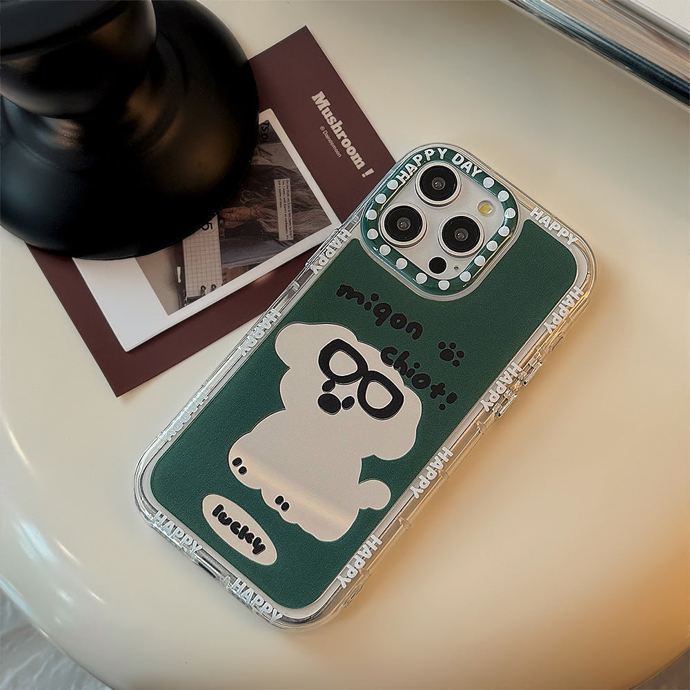 Couple tide Kugou dog mirror for iPhone16 Apple 15 mobile phone case 17ProMax hair 11 hand strap 12