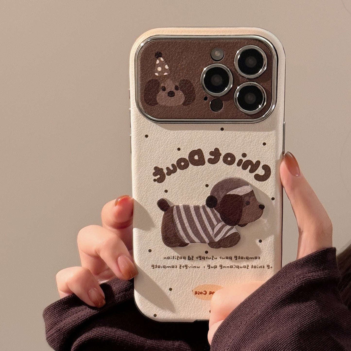 Autumn and winter couple puppy suitable for 16promax iPhone case iphone15 three-dimensional cartoon 14 leather case 17