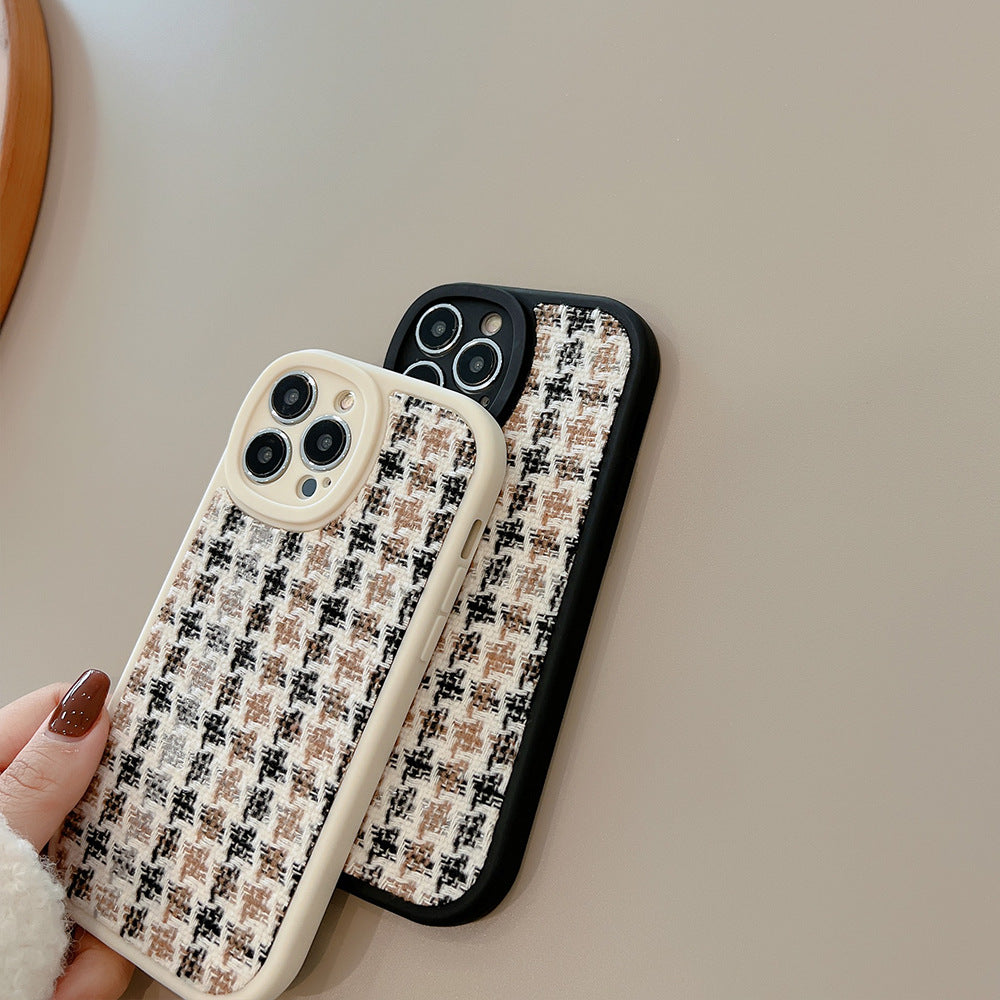Xiaoxiangfeng iphone16 Apple 17 mobile phone case 11 retro 15pro max knitted 12 thousand bird grid Xs applicable