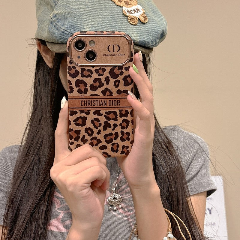 패션 브라운 컬러 가죽 아이폰 케이스