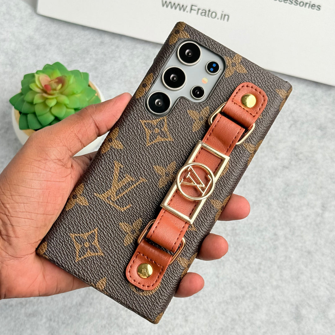 FUNDA SOPORTE DE CORREA DE MARCA DE LUJO PARA SAMSUNG GALAXY