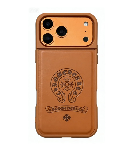 Kožna reljefna torbica za iPhone s kromiranim srcima