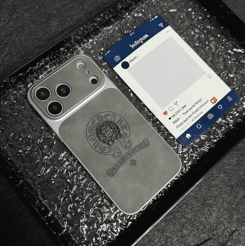 Vintage 3D Chrome Hearts Leather iPhone Case