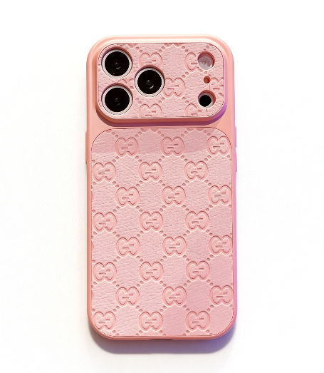 Leren iPhone-hoesje met groot cameravenster en reliëf