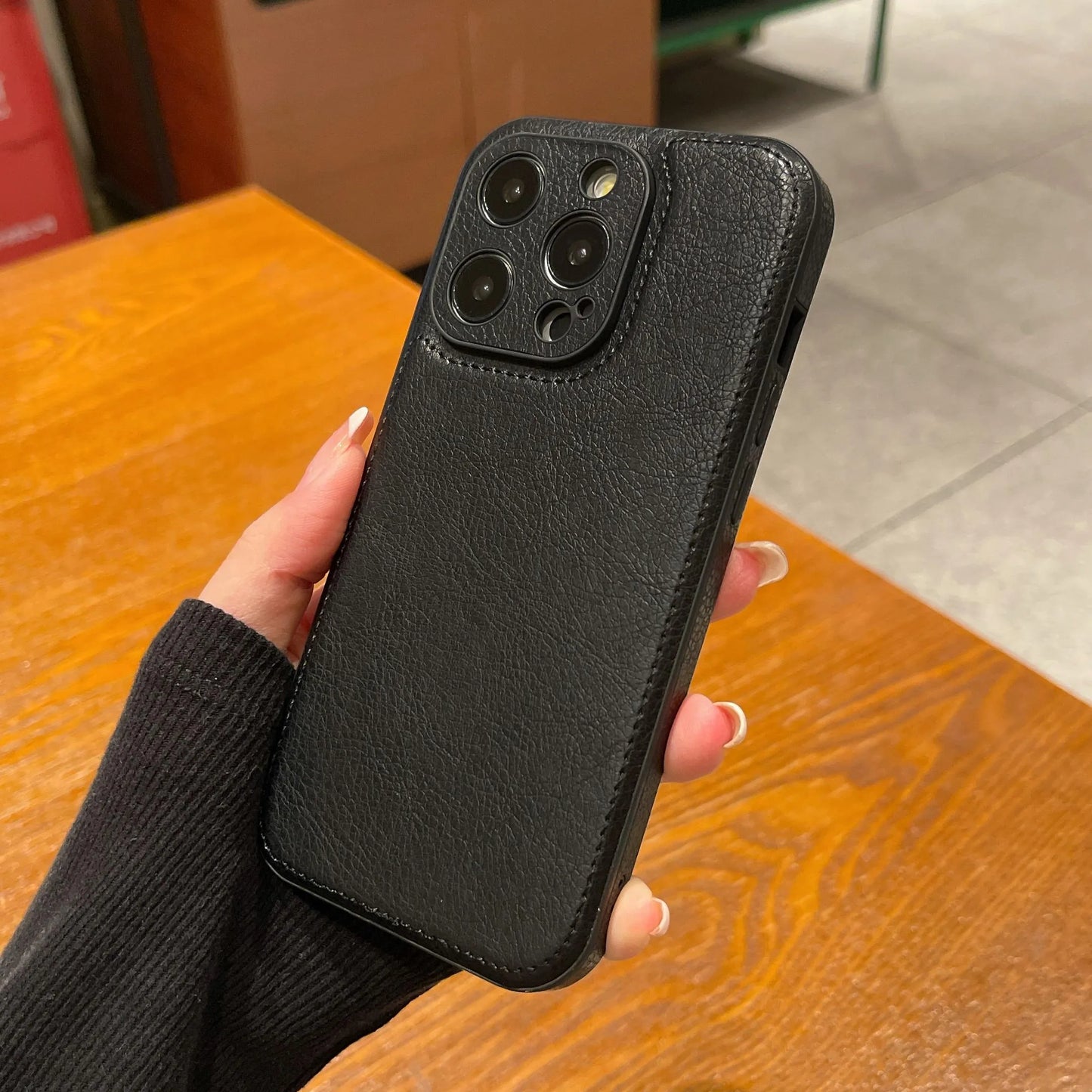 Capa de couro vintage premium para iPhone – capa protetora à prova de choque com toque suave