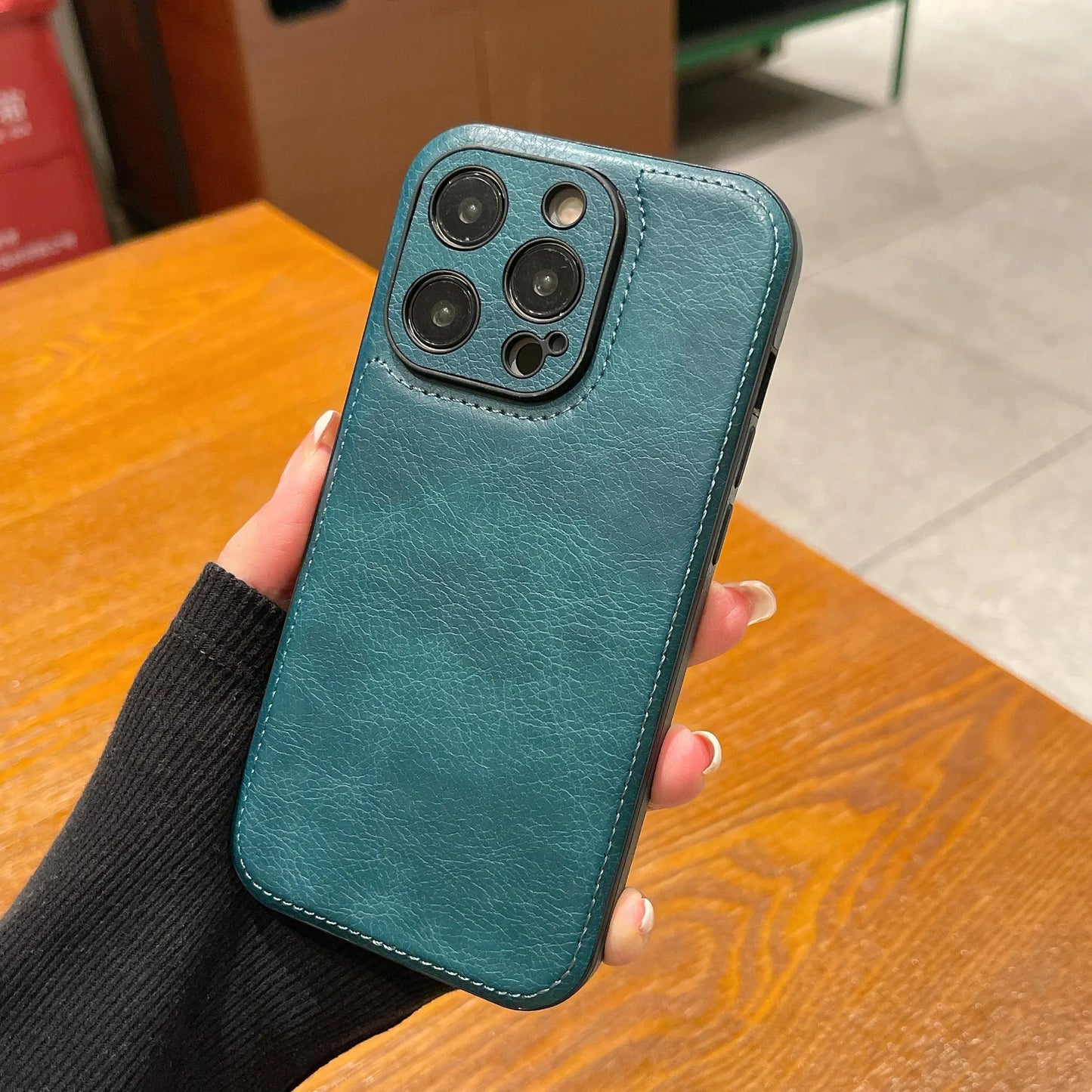 Capa de couro vintage premium para iPhone – capa protetora à prova de choque com toque suave