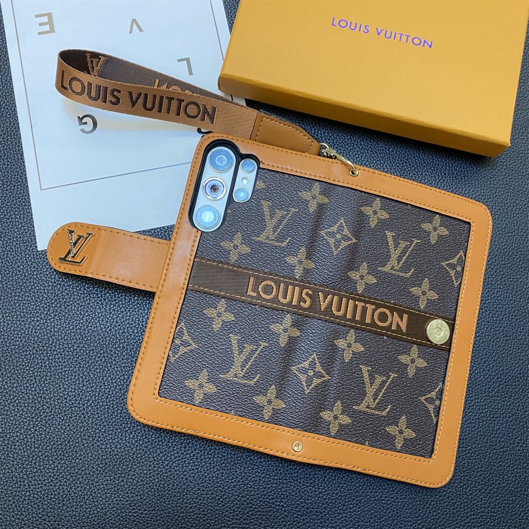 Monogram Leathar Fíor Préimhe Sealbhóir Cárta Sparán Canbhás Samsung Réaltra