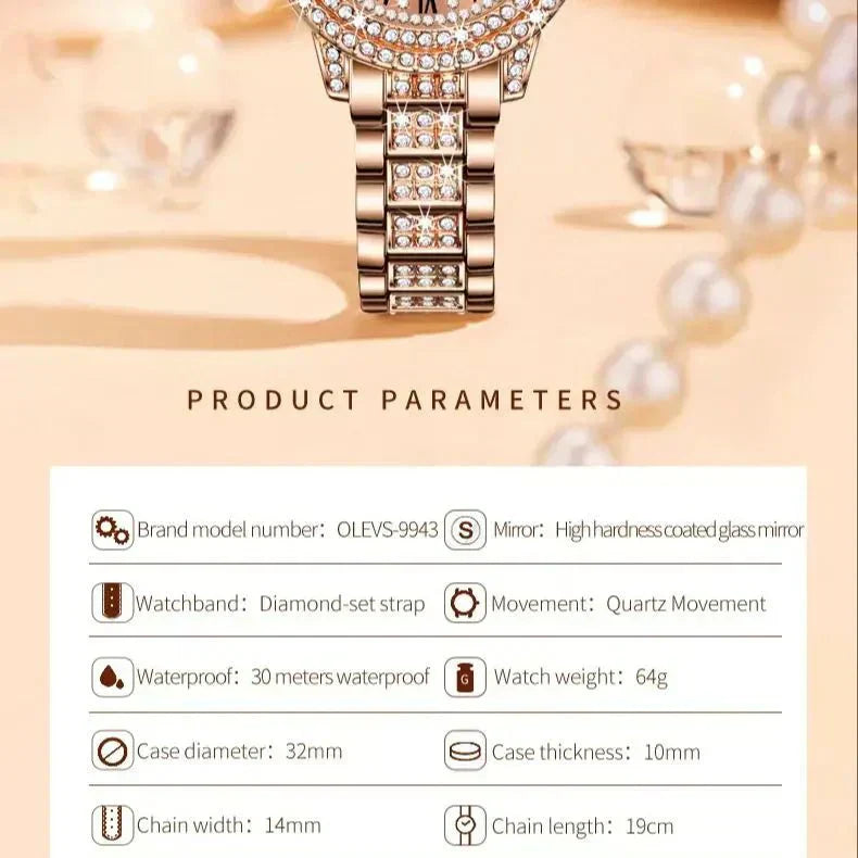 Diamond Éclat - Luxe Roman Dial Quartz Watch