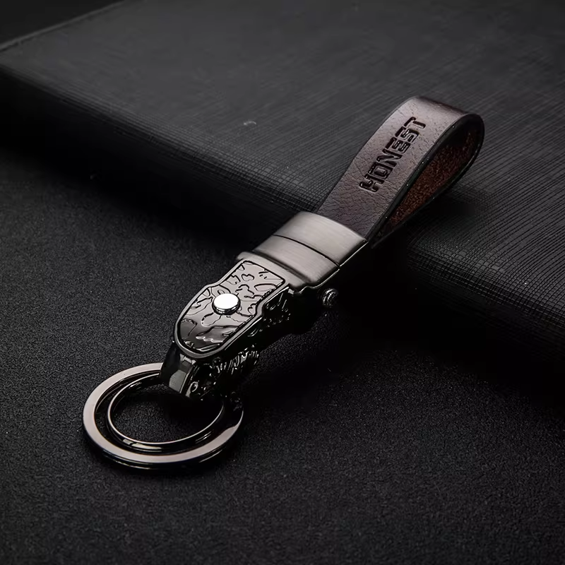 Porte-clés de voiture en cuir véritable – Porte-clés haut de gamme pour homme