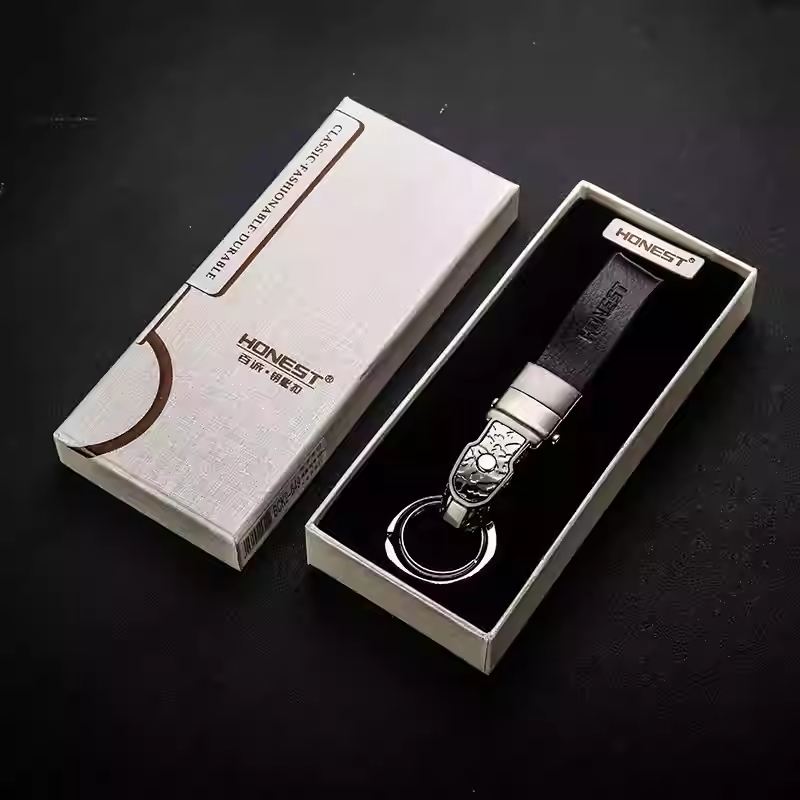 Porte-clés de voiture en cuir véritable – Porte-clés haut de gamme pour homme