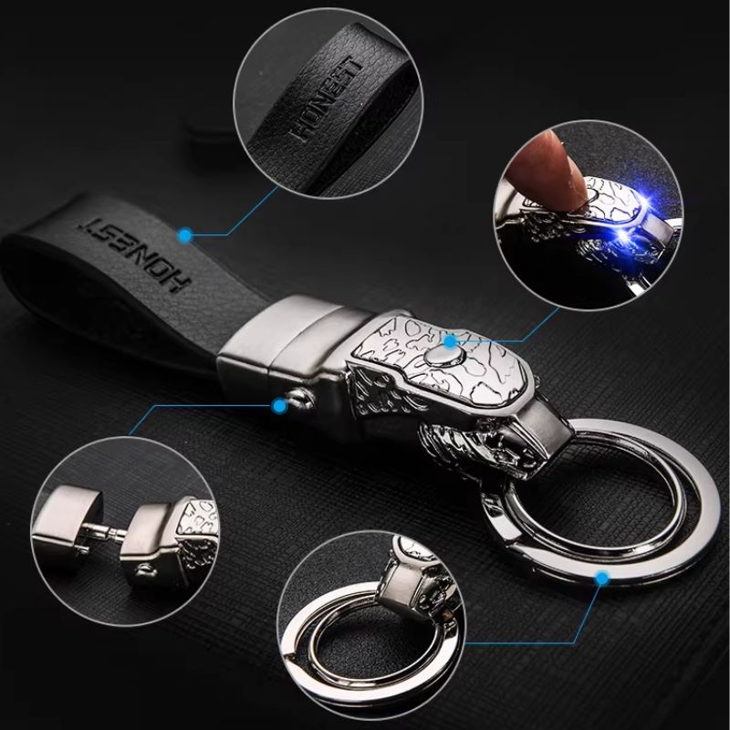 Porte-clés de voiture en cuir véritable – Porte-clés haut de gamme pour homme