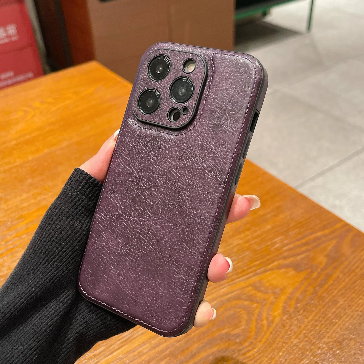 Capa de couro vintage premium para iPhone – capa protetora à prova de choque com toque suave