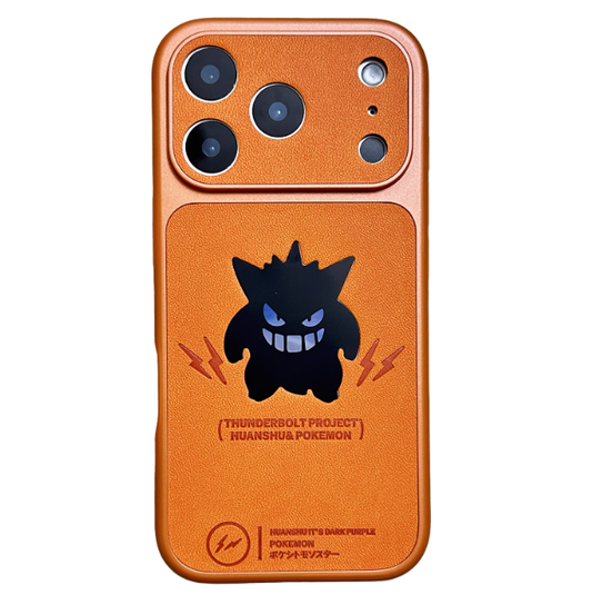 Pokémon Gengar præget iPhone-cover: Levende orange læderdesign