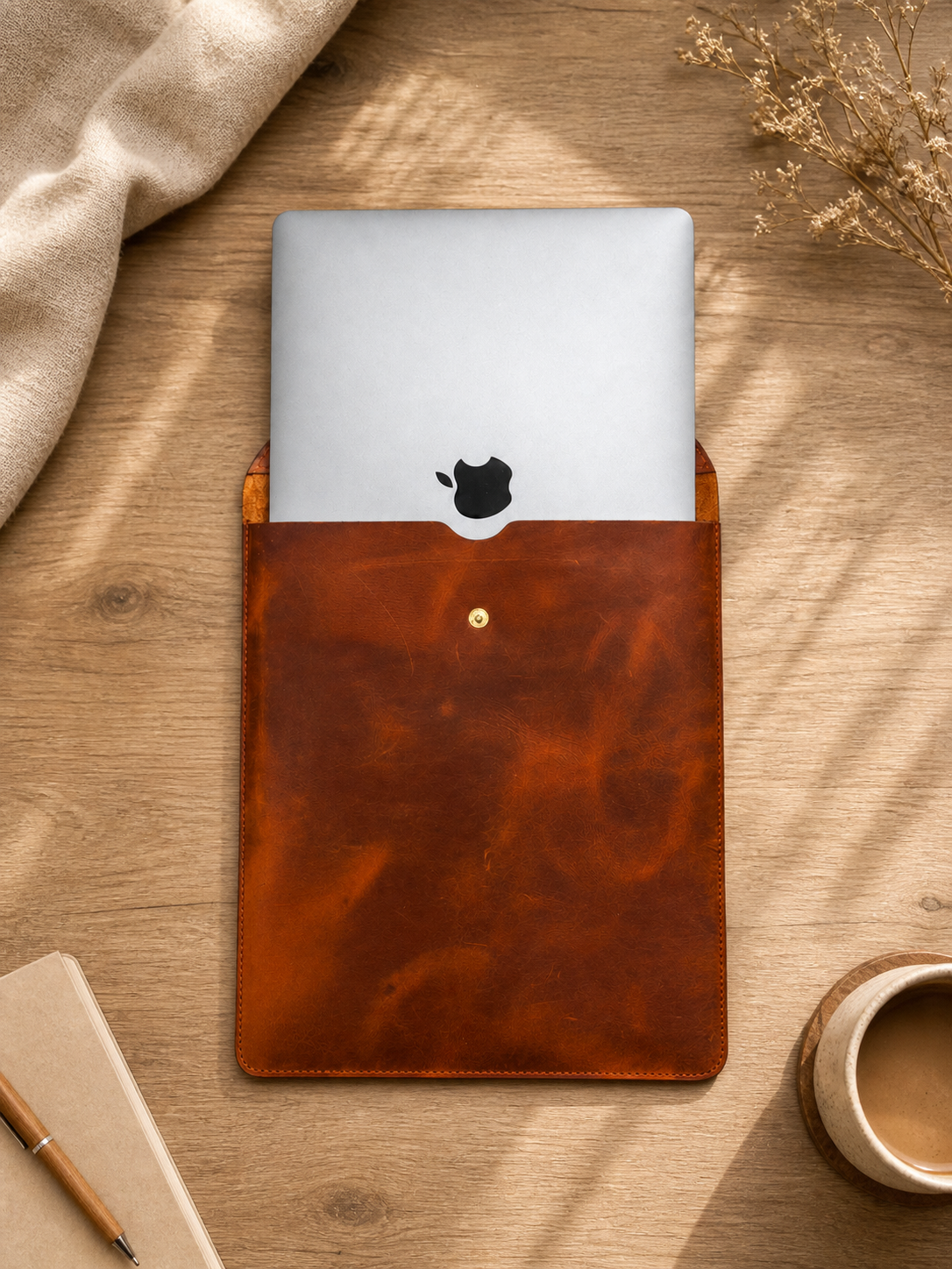 Ručně vyrobený kožený obal na MacBook