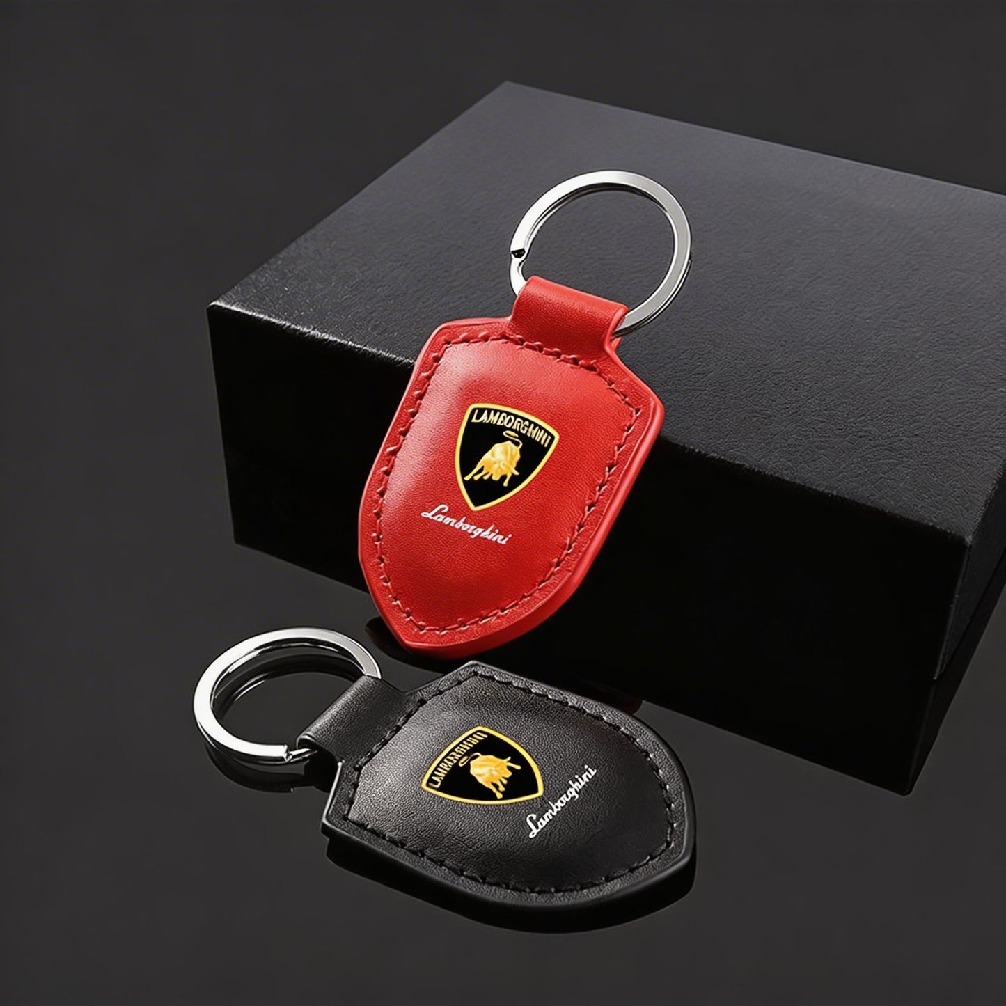 Chaveiro de couro genuíno Lamborghini Crest Emblem