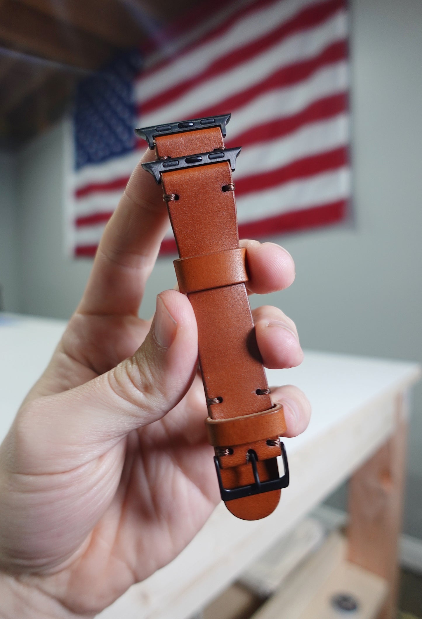 Horlogeband van volnerf leer