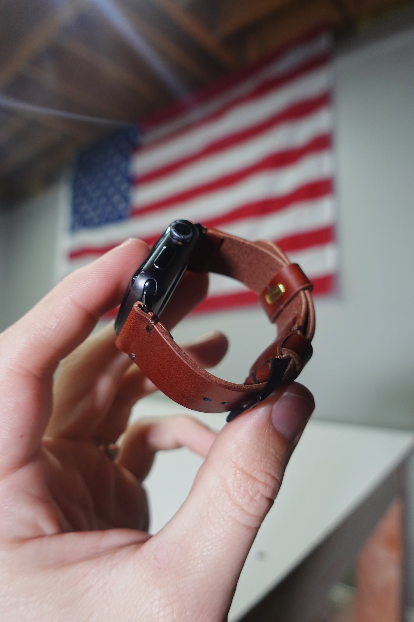Horlogeband van volnerf leer