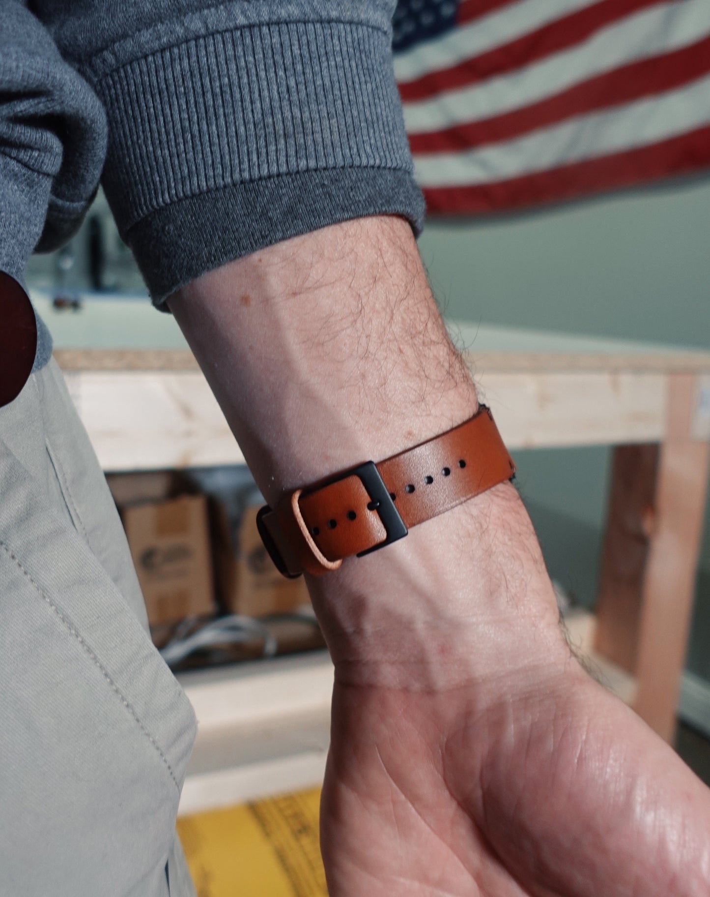 Horlogeband van volnerf leer