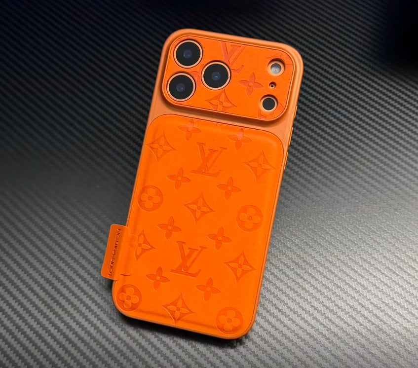 Luxe lederen iPhone-hoesje met reliëfpatroon