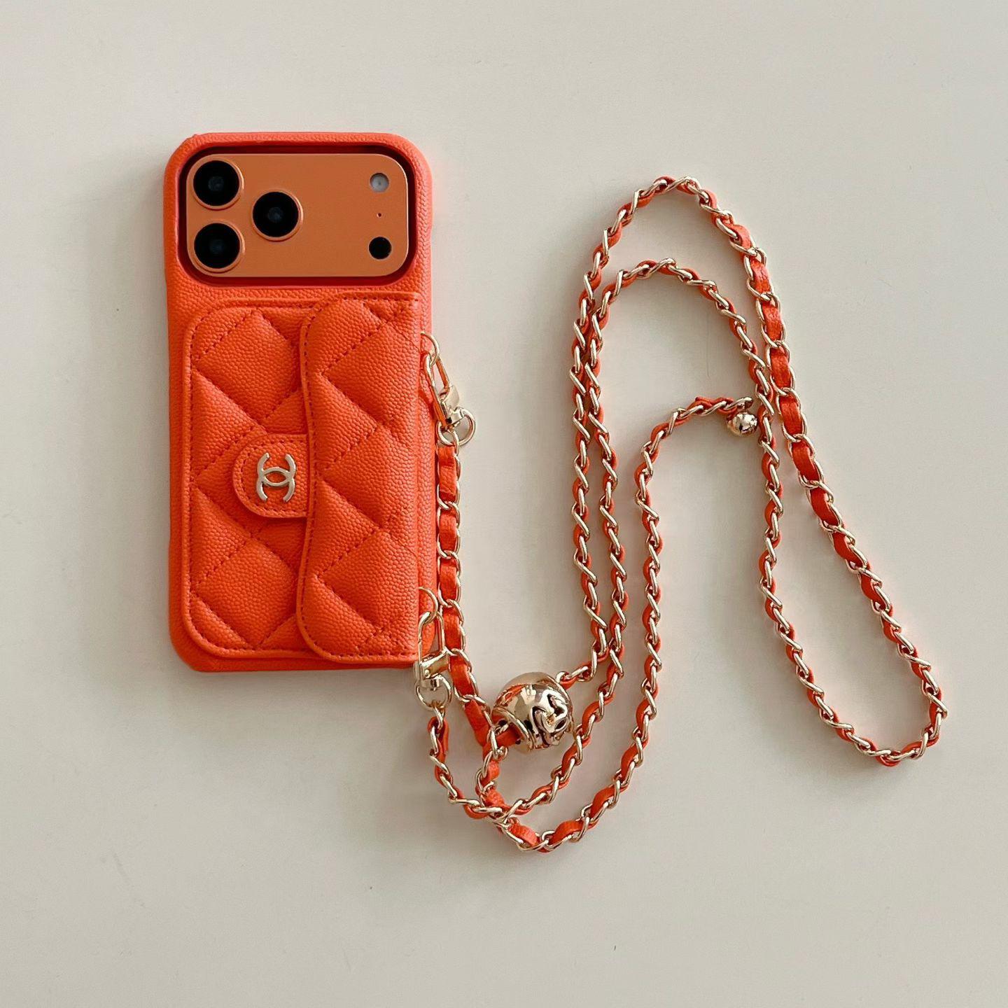 Luxusné peňaženkové puzdro na iPhone s retiazkou na ruku/cez telo