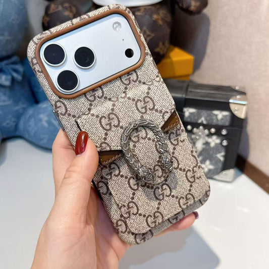 Husă pentru iPhone cu suport card canvas clasic premium
