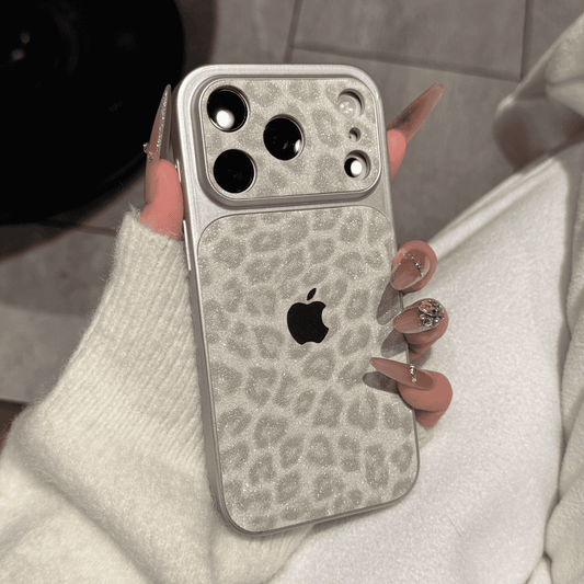 Husă pentru telefon cu sclipici cu imprimeu leopard — Protecție strălucitoare cu design elegant